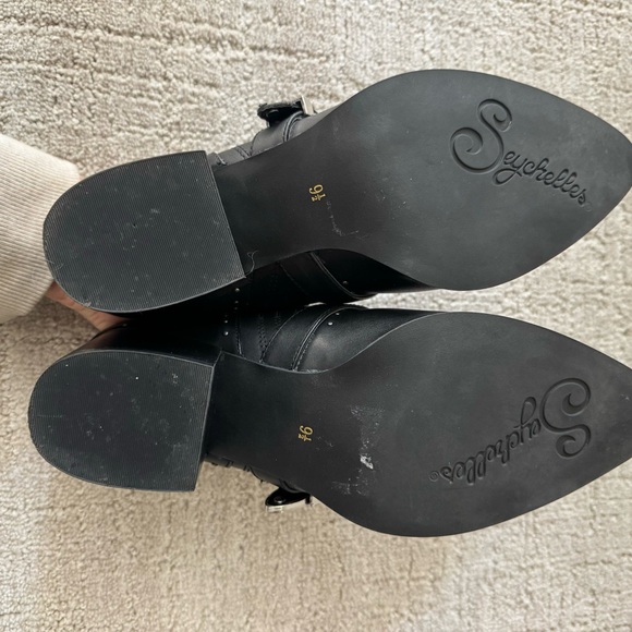 Seychelles Moto Western Mule Bootie Leather Black Sz 9.5 - Picture 4 of 6